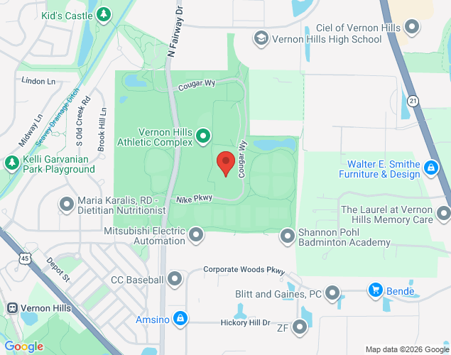 Map showing location at 300 Nike Parkway, Vernon Hills, IL