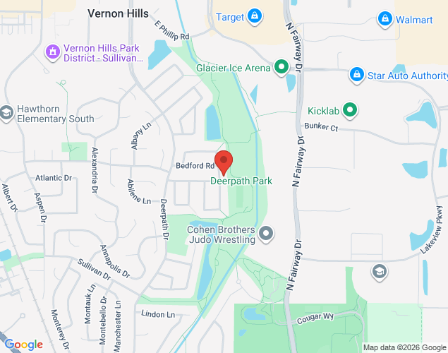 Map showing location at 301 Onwentsia Road, Vernon Hills, IL
