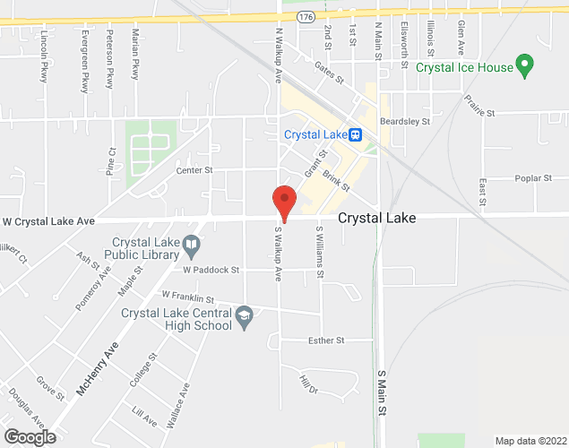 Map showing location at 1 East Crystal Lake Ave, Crystal Lake, IL