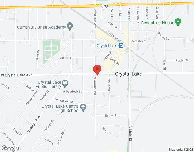 Map showing location at 1 East Crystal Lake Ave, Crystal Lake, IL