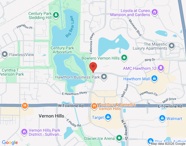 Map showing location at 1101 Lakeview Parkway, Vernon Hills, IL