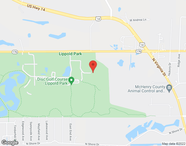 Map showing location at Boncosky Softball Complex at Lippold Park, Crystal Lake, IL