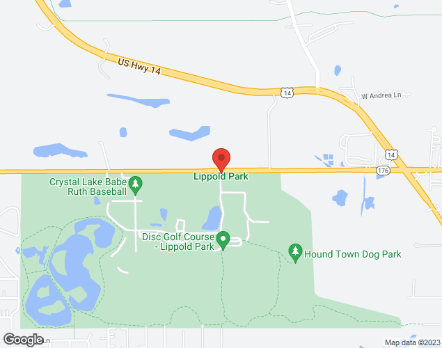 Map showing location at Lippold Park, Crystal Lake, IL