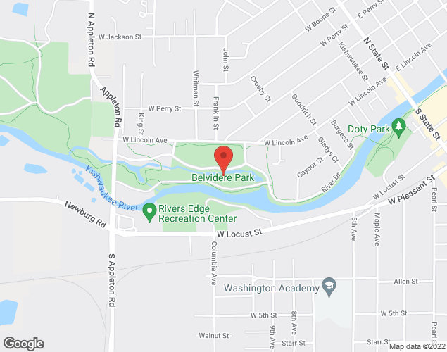 Map showing location at 1006 W. Lincoln Ave, Belvidere, IL