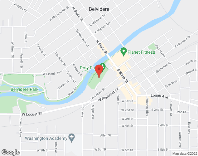 Map showing location at 365 W. Locust Street, Belvidere, IL