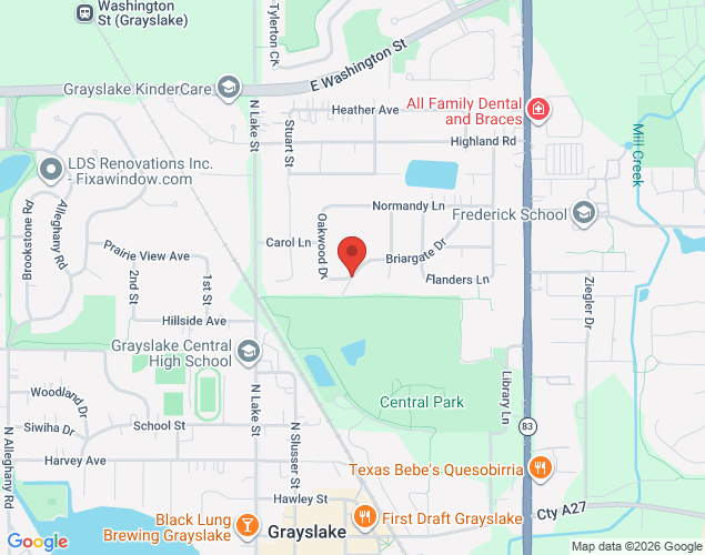 Map showing location at 292 Oakwood Drive, Vernon Hills, IL