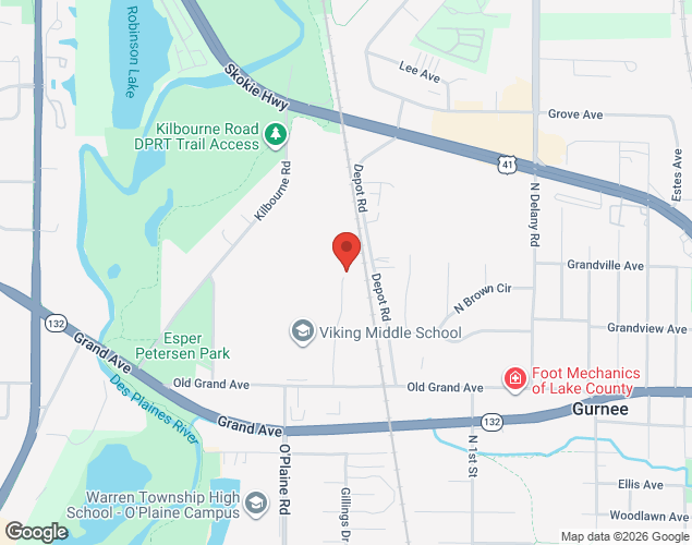 Map showing location at 4374 Old Grand Ave., Gurnee, IL