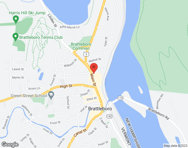 Map showing location at 207 Main Street, Brattleboro, VT