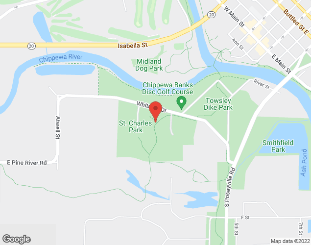 Map showing location at 615 Whitman Drive, Midland, MI
