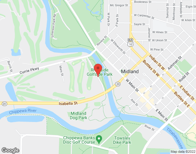 Map showing location at 100 Golfside Drive, Midland, MI