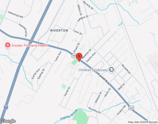 Map showing location at 1600 FOREST AVE, PORTLAND, ME