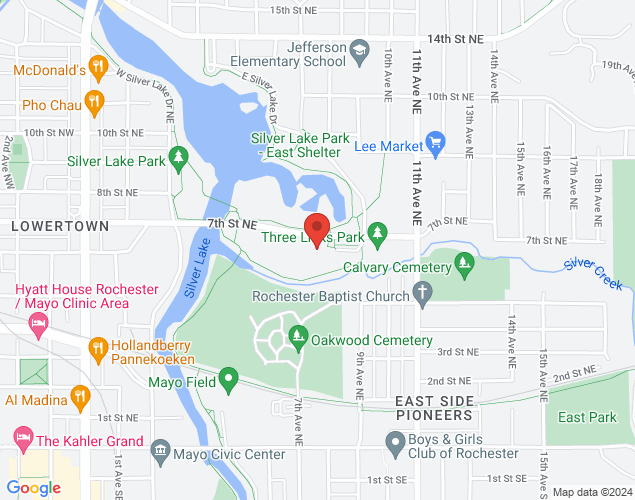 Map showing location at 840 7th St NE, Rochester, MN