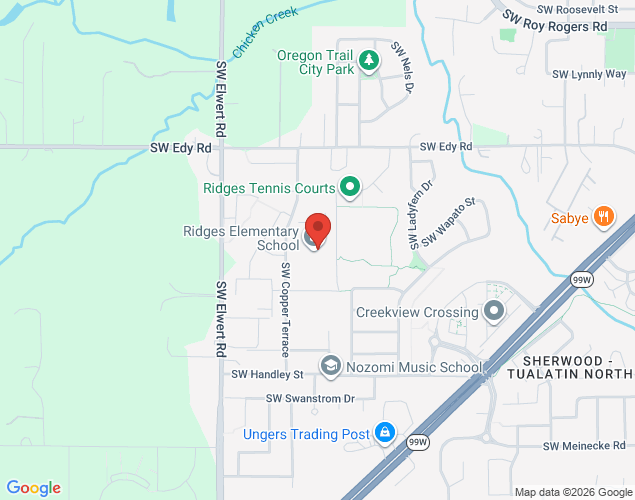 Map showing location at 21472 Southwest Copper Terrace, Sherwood, OR