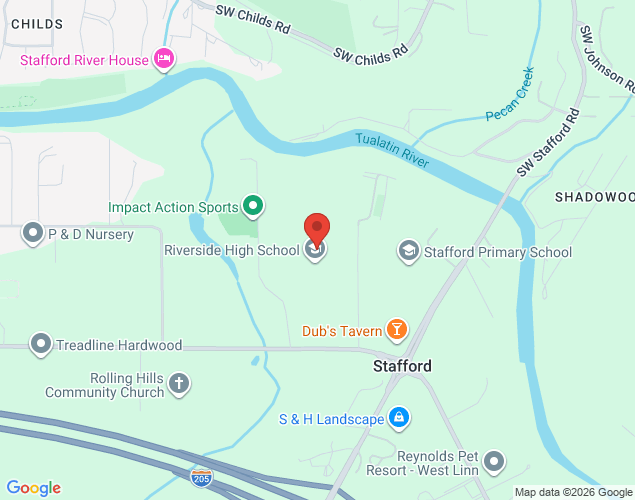 Map showing location at 2900 Southwest Borland Road, Tualatin, OR