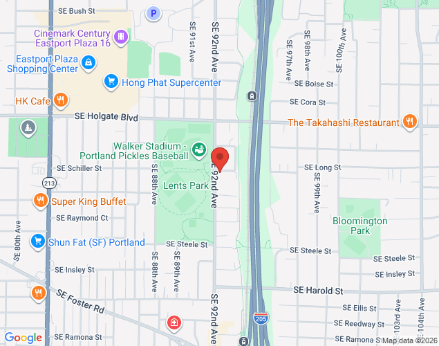Map showing location at 4816 Southeast 92nd Avenue, Portland, OR