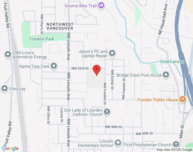 Map showing location at 5206 Northwest Franklin Street, Vancouver, WA