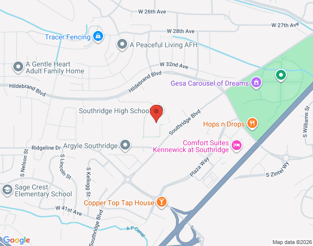 Map showing location at 3520 Southridge Boulevard, Kennewick, WA