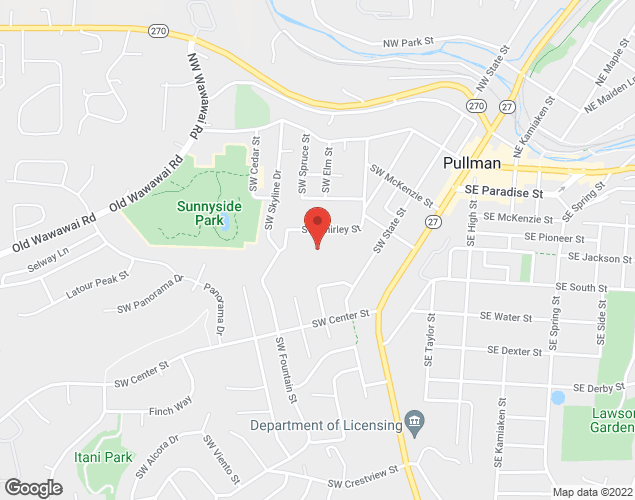 Map showing location at 425 SW Shirley St, Pullman, WA