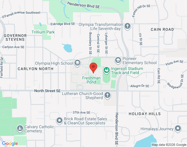 Map showing location at 1302 North Street Southeast, Olympia, WA