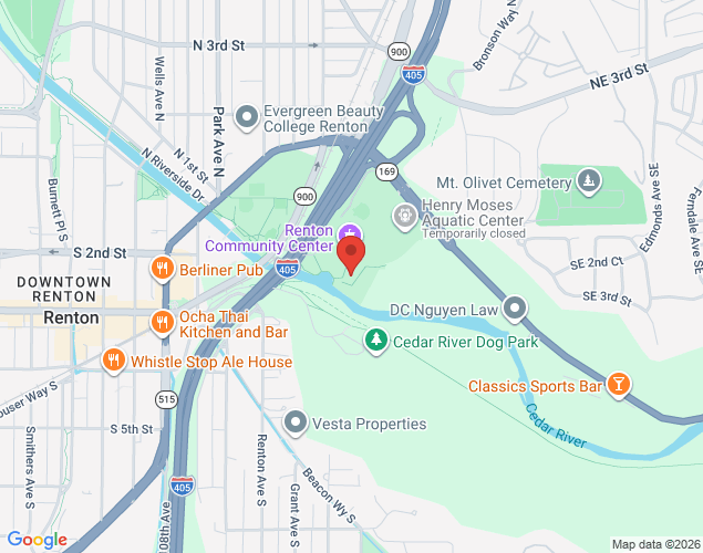 Map showing location at 1717 Maple Valley Highway, Renton, WA