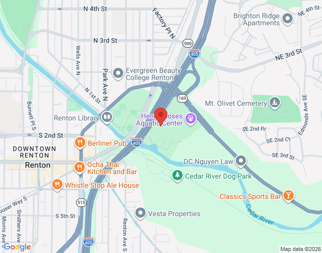 Map showing location at 1715 Maple Valley Highway, Renton, WA