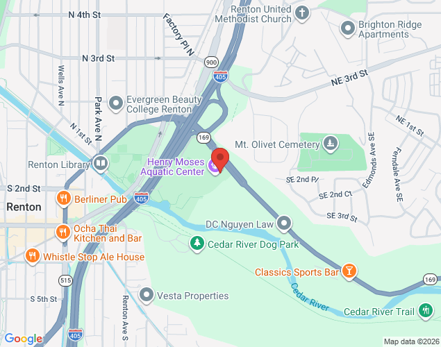 Map showing location at 1719 Maple Valley Highway, Renton, WA