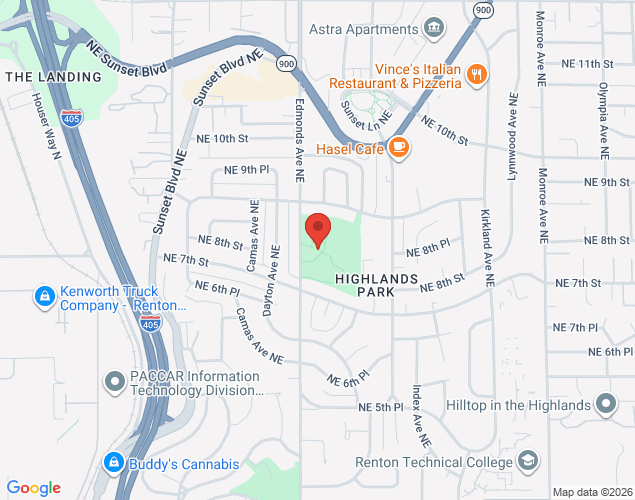 Map showing location at 800 Edmonds Avenue Northeast, Renton, WA