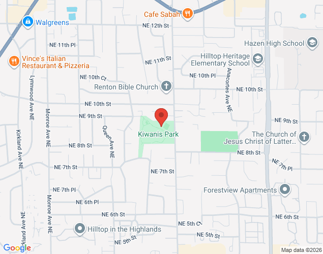 Map showing location at 815 Union Avenue Northeast, Renton, WA