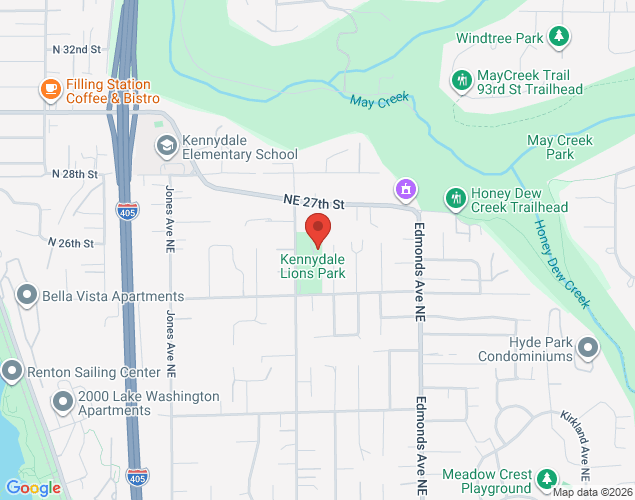 Map showing location at 2530 Aberdeen Avenue Northeast, Renton, WA