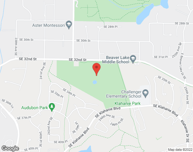 Map showing location at 25000 SE Klahanie Blvd, Sammamish, WA