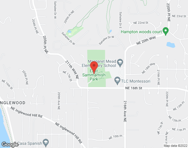 Map showing location at 21300 NE 16, Sammamish, WA