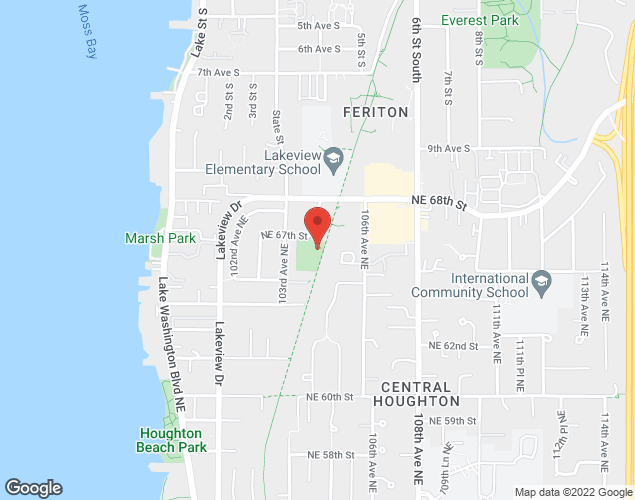 Map showing location at 10333 NE 67th Street, Kirkland, WA
