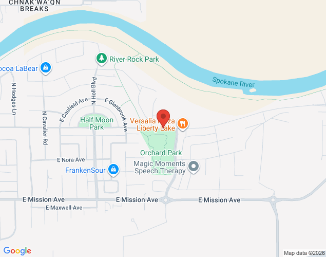 Map showing location at 21430 East Indiana Avenue, Liberty Lake, WA