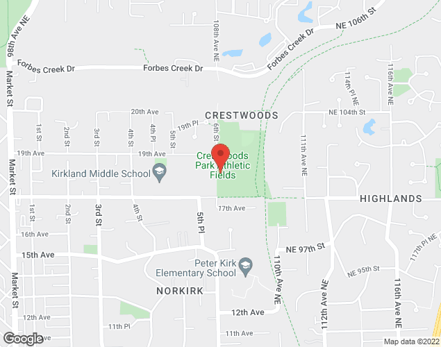 Map showing location at 1818 6th St, Kirkland, WA