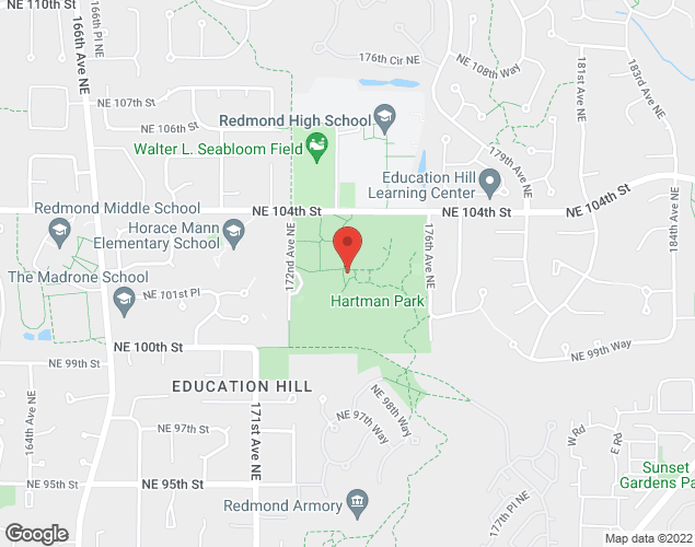 Map showing location at 17300 NE 104 Street, Redmond, WA