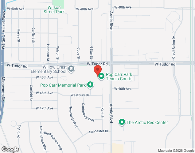 Map showing location at 4608 Kent St., Anchorage, AK