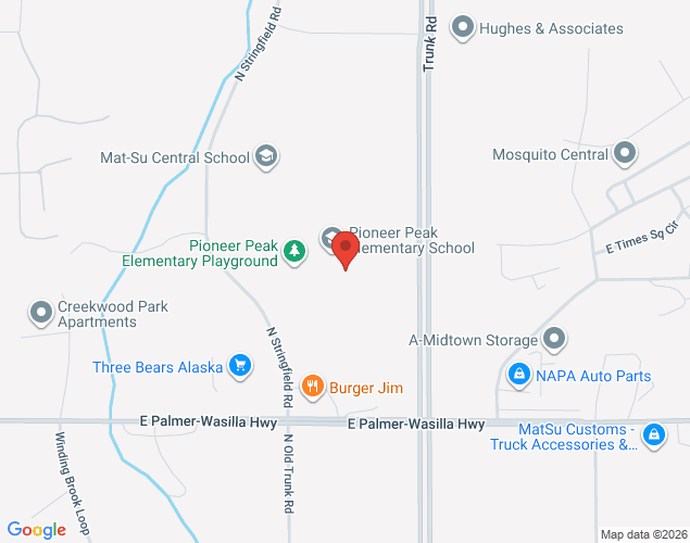 Map showing location at 1959 North Stringfield Road, Palmer, AK